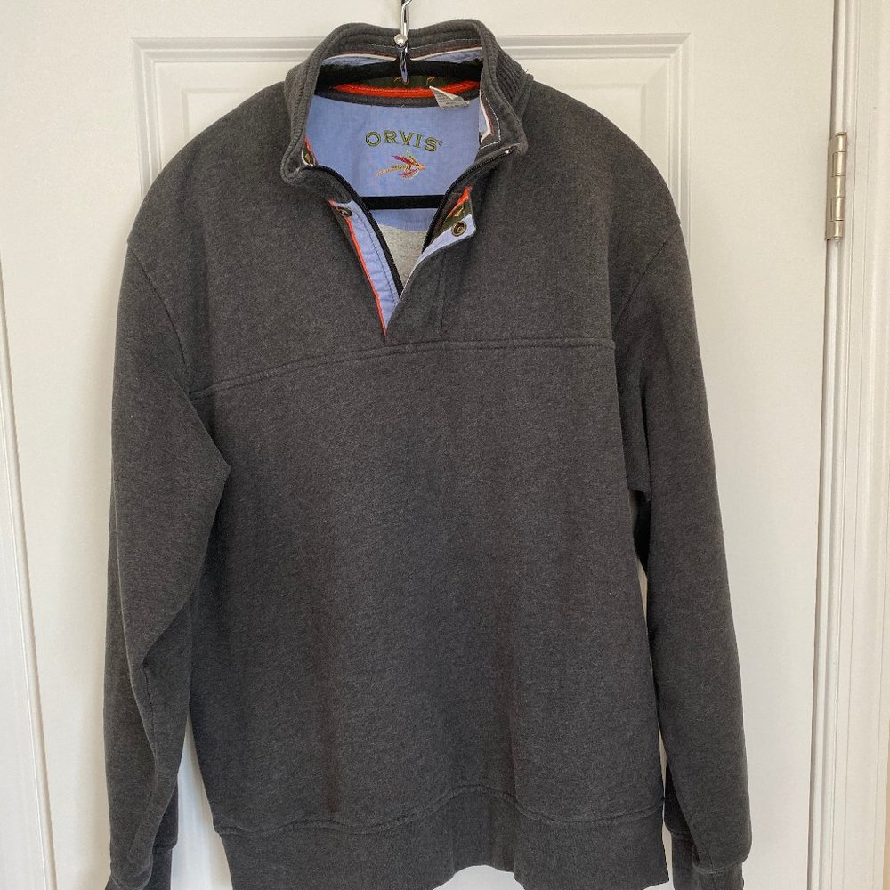 Orvis Gray Zip Up Sweater